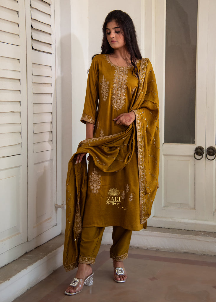 Golden Mustard Detail Suit (10702047805633)