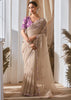 Dusky White Designer Silk Saree