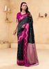 Pirate Black Woven Satin Silk Saree