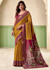 Mustard Yellow kalamkari Printed Cotton Silk Saree