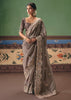 Aluminum Grey Embroidered Designer Saree