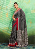 Black Printed Satin Silk Saree