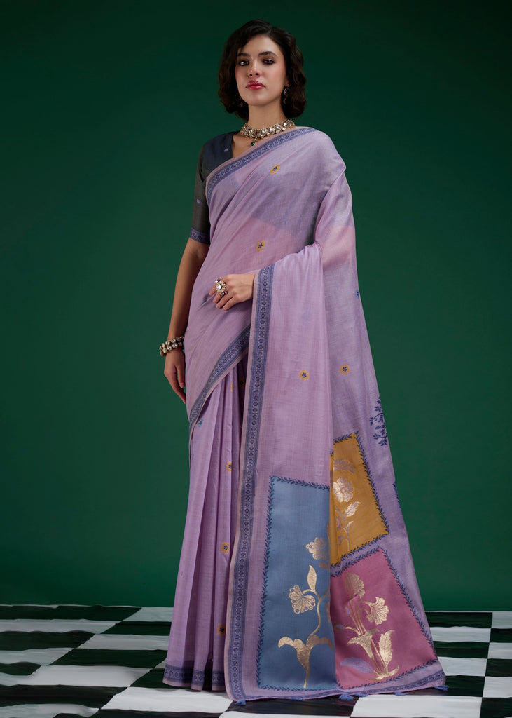 Lavender Woven Cotton Jamdani Saree