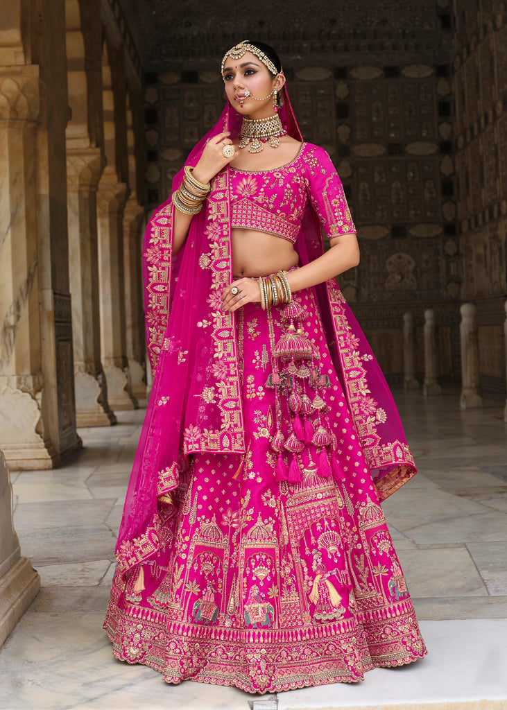 Pink Heavy Embroidered Designer Lehenga