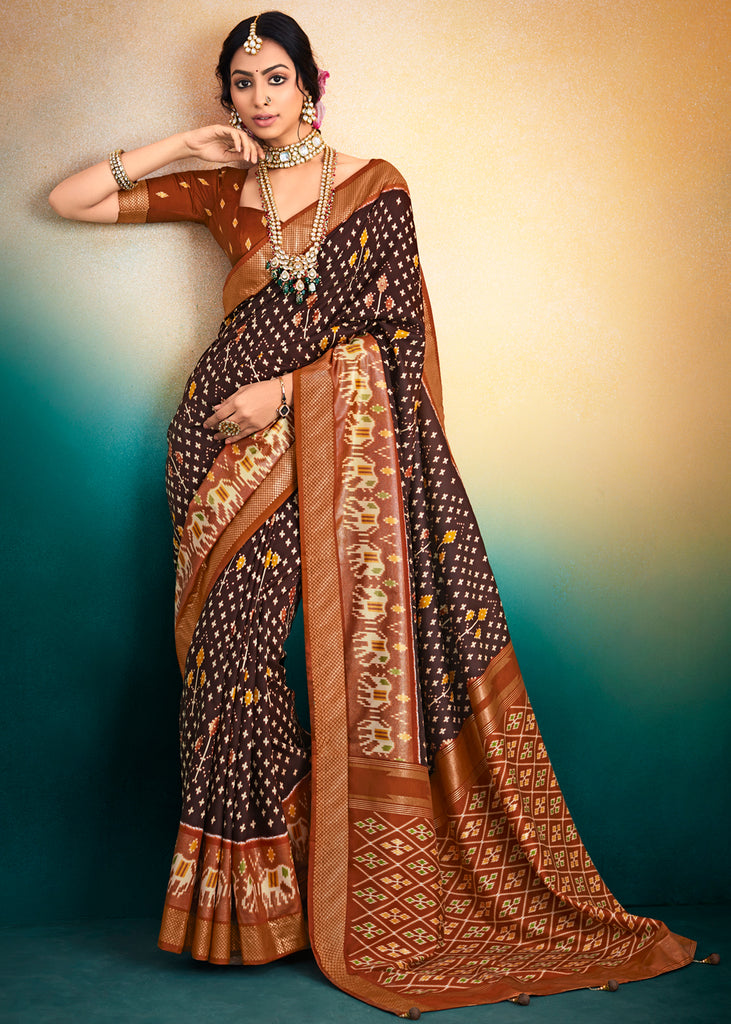 Beige & Brown Sarees - Buy Brown Color Women sari Online