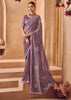 Dusky Purple Designer Tissue Silk Saree