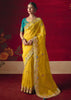 Bright Yellow Designer Embroidered Saree