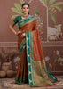 Rust Brown Woven Tussar Silk Saree