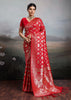 Vermilion Red Woven Banarasi Silk Saree
