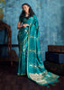 Teal Blue Woven Banarasi Satin Silk Saree