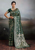 Bottle Green Woven Banarasi Silk Saree