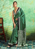 Forest Green Printed Satin Silk Saree