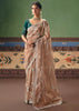 Almond Brown Embroidered Designer Saree