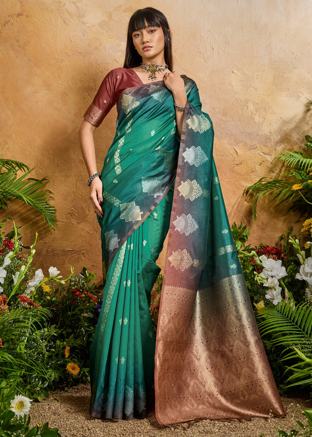 Arcadia Green Woven Banarasi Silk Saree