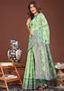 Pistachio Green Woven Cotton Linen Silk Saree