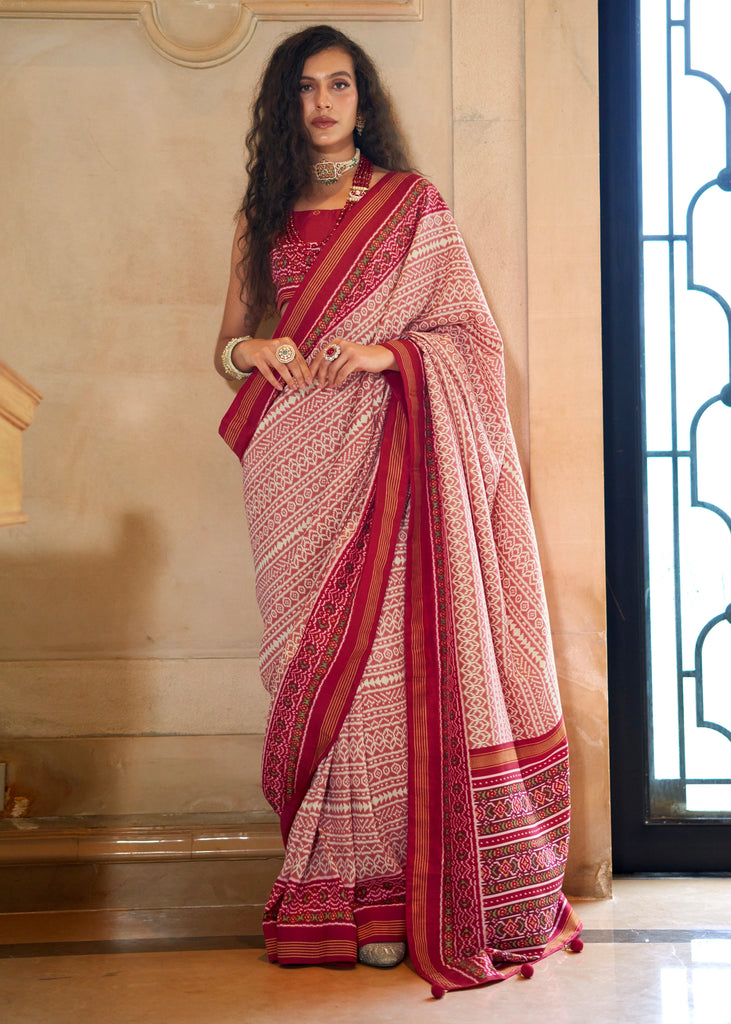 Red Printed Soft Silk Saree