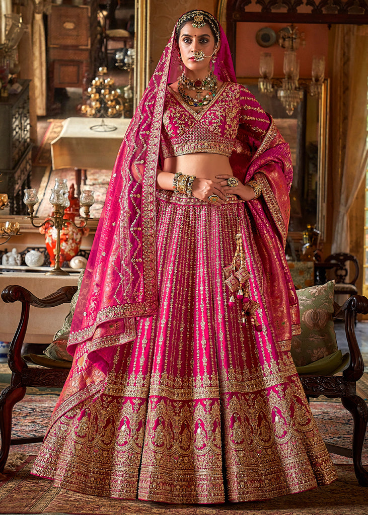 Fuchsia Pink Heavy Embroidered Designer Lehenga