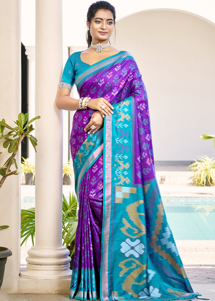 Phlox Purple Woven Patola Silk Saree