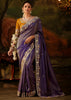 Royal Purple Embroidered Tissue Saree