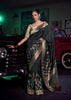 “Exclusive Offer” : Phantom Black Woven Banarasi Silk Saree With Embroidered Blouse