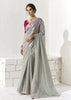 Silver Grey Designer Organza Tissue Silk Saree