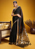 Jet Black Woven Cotton Silk Saree