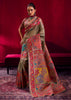 Grey Green Woven Cotton Kashmiri Jamewar Saree