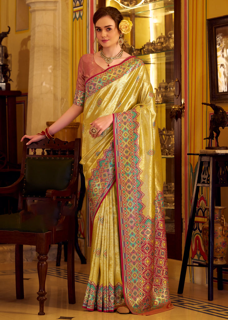 Aurora Yellow Woven Patola Tissue Silk Saree