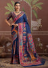 Midnight Blue Woven Cotton Kashmiri Jamewar Saree