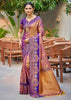 Orange Purple Dual Tone Woven Banarasi Silk Saree