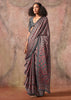 Metalic Grey Printed Crepe Satin Silk Saree