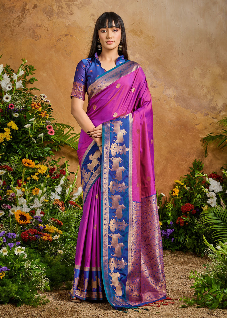 Orchid Purple Woven Banarasi Silk Saree