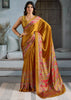 Golden Yellow Printed Satin Silk Saree