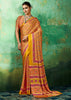 Yellow Printed Satin Silk Saree