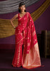 Scarlet Red Banarasi Satin Silk Saree