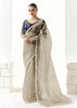 Powder Grey Designer Organza Tissue Silk Saree