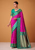 Rani Pink Woven Banarasi Silk Saree