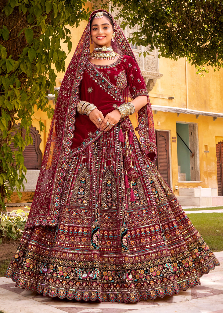 Bright Pink Heavy Embroidered Designer Lehenga