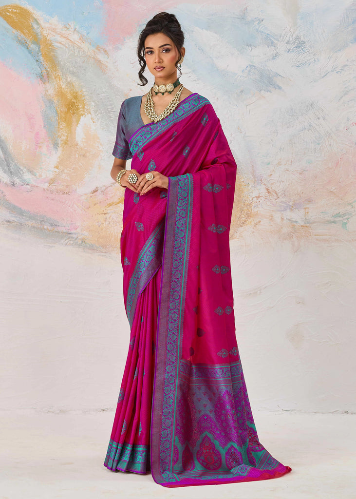 Magenta Pink Woven Kanjivaram Silk Saree