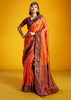 Peel Orange Woven Banarasi Silk Saree