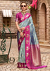 Silver Grey Banarasi Satin Silk Saree