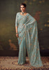 Dusk Blue Designer Tissue Silk Saree