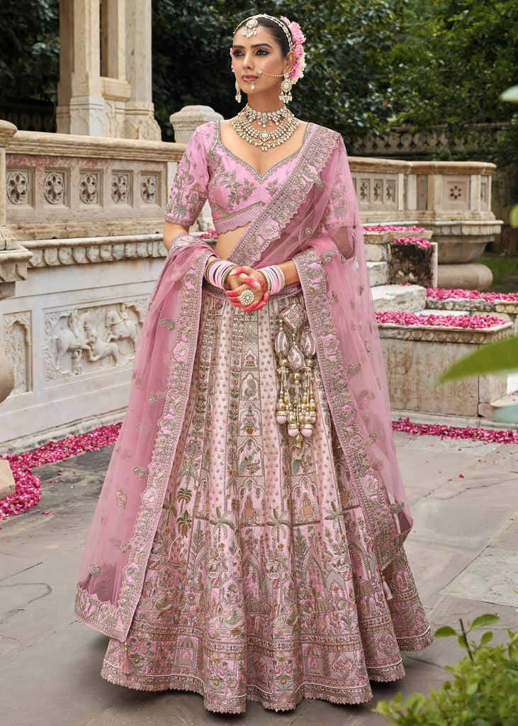 Blush Pink Heavy Embroidered Designer Lehenga