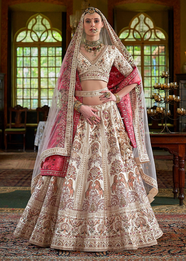 Beautiful White Heavy Embroidered Designer Lehenga