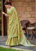 Lime Green Woven Linen Silk Saree