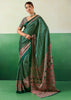 Hunter Green Printed Satin Silk Saree