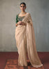 Golden Beige Embroidered Silk Saree With Heavy Blouse