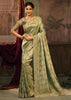 Mehndi Green Designer Embroidered Silk Saree