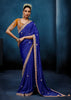 Royal Blue Embroidered Designer Tissue Saree
