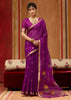 Berry Purple Woven Cotton Organza Saree